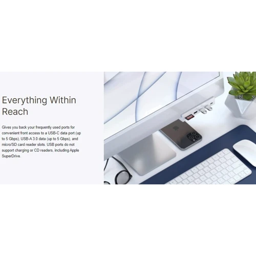 Адаптер Satechi Adapter Aluminum USB-C to USB-C+SD+3.5mm+3xUSB Silver for iMac 24 (ST-UCICHS) фото 6