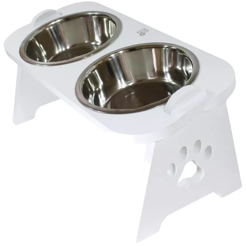 Миски Lucky Pet металлические на деревянной подставке линейка Пир 2x1.63л/21см белый (552471): Материал Металл, Дерево