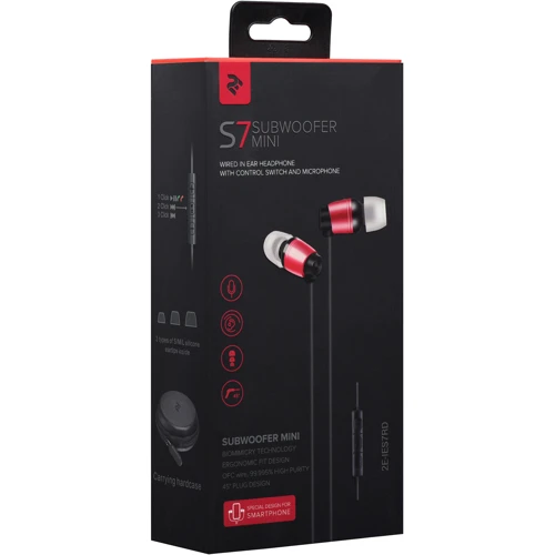 Наушники 2E S7 Subwoofer Red (2E-IES7RD): Сопротивление наушников (Ом) 16