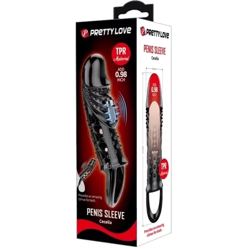Удлиняющая насадка с вибростимуляцией BAILE PRETTY LOVE - PENIS SLEEVE Cecelia, BI-026242-1