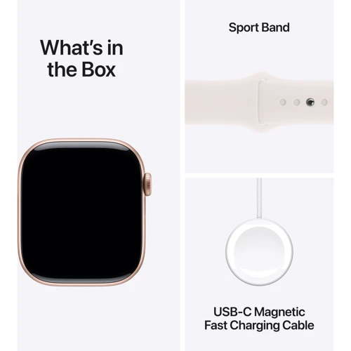 Apple Watch Series 10 42mm GPS + Cellular Rose Gold Aluminium Case with Light Blush Sport Band - S/M (MWX93)