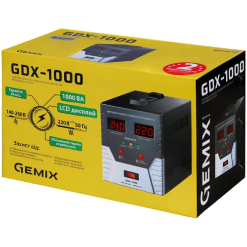 Стабилизатор напряжения Gemix GDX-1000: Рабочая частота, Гц 50