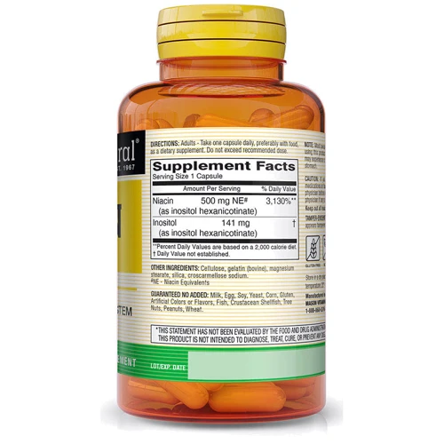 Mason Natural Niacin 500 mg Extended Release Ниацин 60 капсул: Тип Витамин B