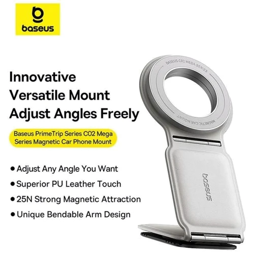 Тримач Baseus Car Holder Magnetic C02 Mega White (C40169002213-00) для Apple iPhone 16 I 15 I 14 I 13 I 12 series: Тип настольный, автомобильный