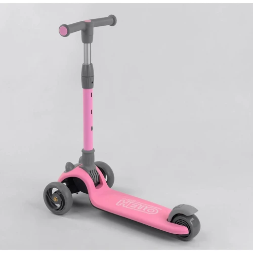 Самокат трехколесный Best Scooter складной алюминиевый руль, 3 колеса PU со светом Pink (102029): Материал колес полиуретан