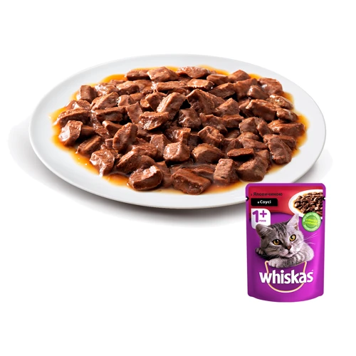 Вологий корм для котів Whiskas з яловичиною в соусі 100г (4770608239138): Тип вологий корм