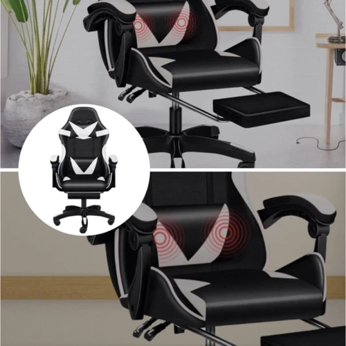 Кресло геймерское PLAYER с подставкой для ног White/Black (100009) фото 8