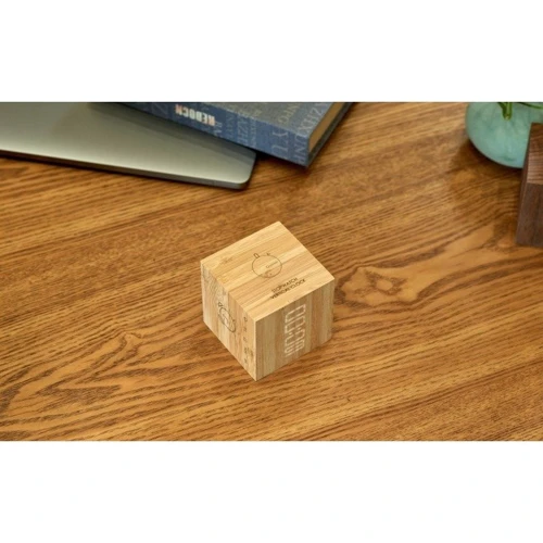 Годинник-будильник Gingko Cube Англія настільний на акумуляторі бамбук (G028BO) фото 3