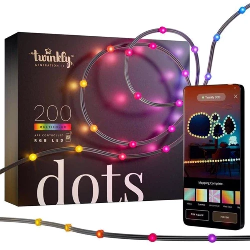 Гирлянда Smart LED Twinkly Dots Lights RGB 200 Gen II IP44 10м кабель прозрачный: Тип Линейная