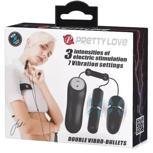 Виброяйцо-электростимулятор Pretty Love Double Vibro-Bullets, BI-014878