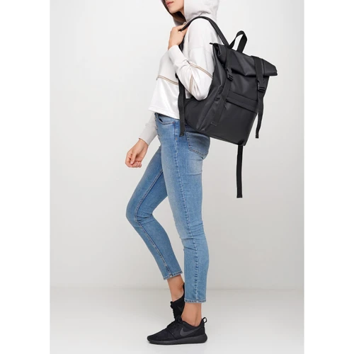 Женский рюкзак Sambag RollTop 0SH черный (24211001): Тип ручки Короткая ручка, Плечевой ремень