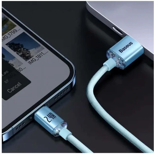 Кабель Baseus USB Cable to Lightning Crystal Shine Series 2.4A 1.2m Sky Blue (CAJY001103): Тип USB Cable - Lightning