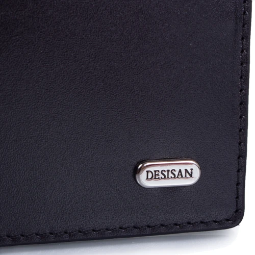 Мужское портмоне Desisan черное (SHI725-1): Материал Натуральная кожа