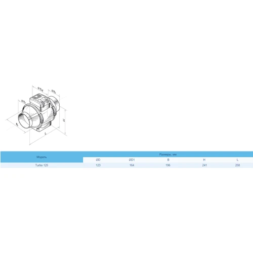 Вытяжной вентилятор Blauberg Turbo 125: Тип Осевой
