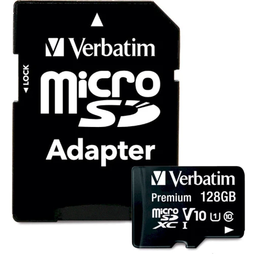 Карта пам'яті Verbatim 128GB microSDXC Class 10 UHS-I U1 V10 Premium + adapter (44085)