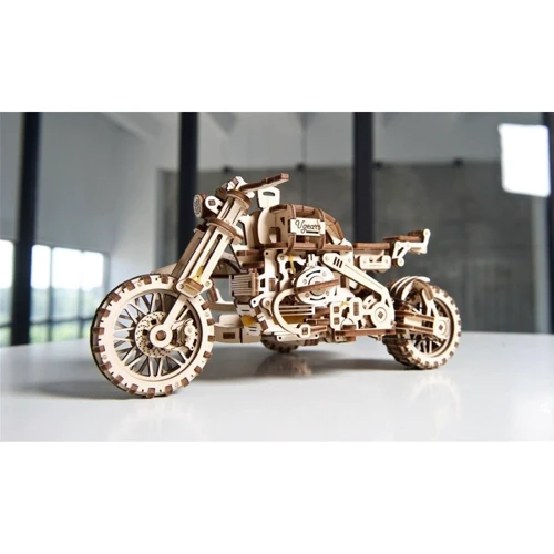 Механічний 3D пазл UGEARS Scrambler UGR-10 з мотоколяскою (70137) фото 19