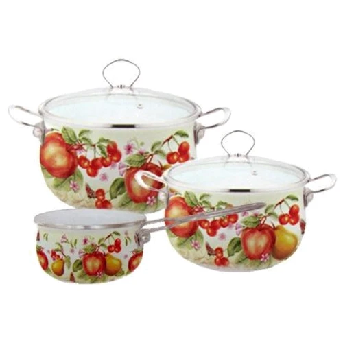 Набір каструль Lessner Fruit 55819 (5 пр.): Матеріал корпусу емальована сталь