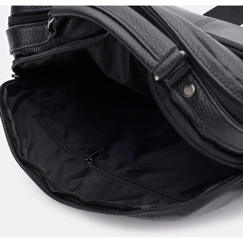 Мужская сумка через плечо Keizer черная (K1710bl-black): Фактура Матовая, Зернистая