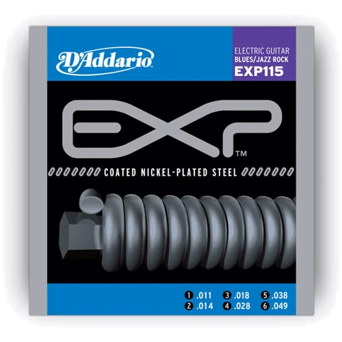 Струна для гитар Струны D`ADDARIO EXP115 EXP COATED BLUES / JAZZ ROCK (11-49): В комплекте Набор из 6 струн
