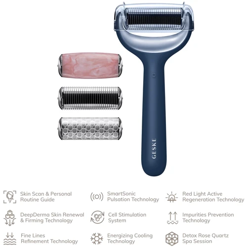 Электронный роллер для лица и тела с микроиглами GESKE MicroNeedle Face&Body Roller 8в1 midnight фото 4