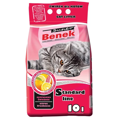 Бентонітовий наповнювач Super Benek Standart з аром цитрусової свіжості 5л (5905397018599)
