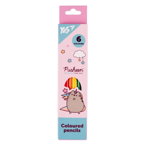 Олівці кольорові Yes 6 кольорів Pusheen рожево-бірюзовий (290725)