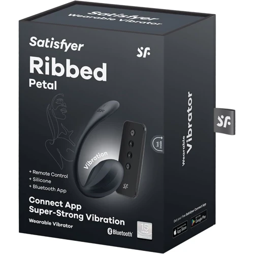 Виброяйцо Satisfyer Ribbed Petal Connect App Black