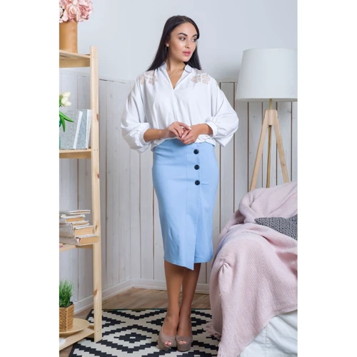 Юбка FLFashion Уоррен ИЮУ 1352 48 голубая карандаш удлиненная миди