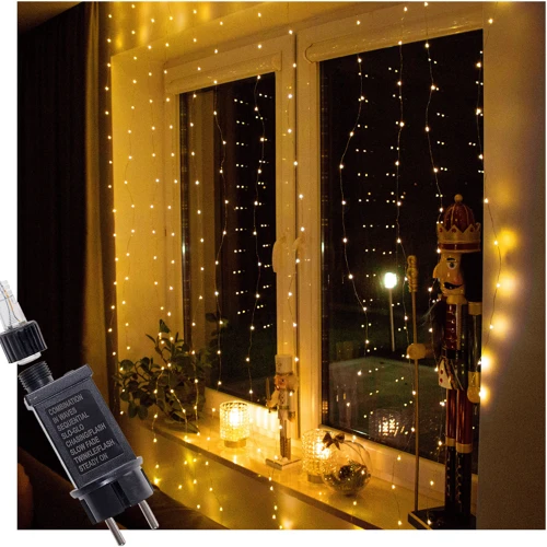 Гирлянда водопад (штора) Springos 2 x 2 м 400 LED CL0097 Warm White: Количество ламп 400