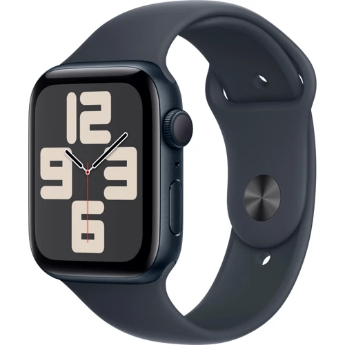 Apple Watch SE 2 2024 44mm GPS Midnight Aluminum Case with Midnight Sport Band - S/M (MXEJ3QH/A) UA: Экран OLED LTPO (яркость до 1000 нит) с технологиями Retina / 368x448 пикселей / защитное стекло Ion-X повышенной прочности
