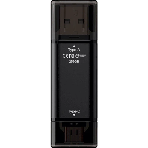 USB-флешка Team 256GB X1 Max USB+USB-C 3.2 Black (TX1MAX3256GB01): Объем памяти 256 GB