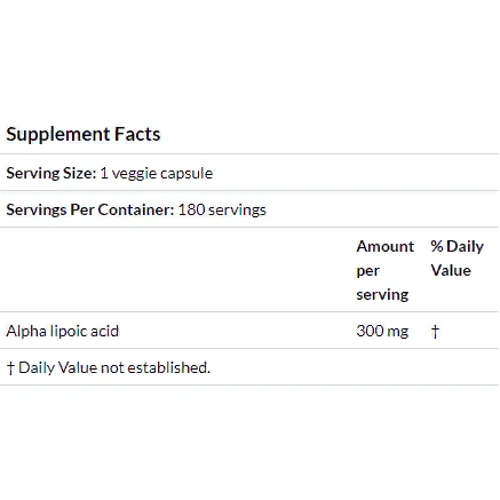 Doctor's Best, Alpha-Lipoic Acid, 300 mg, 180 Veggie Caps (DRB-00277): Тип Альфа-ліпоєва кислота