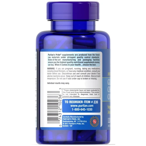 Puritan's Pride Glucosamine Chondroitin Complex Глюкозамин ходроитин 120 капсул: Форма выпуска Капсулы