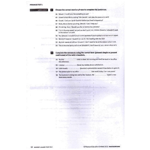 Market Leader (3rd Edition) Pre-Intermediate Test File: ISBN 9781408219904