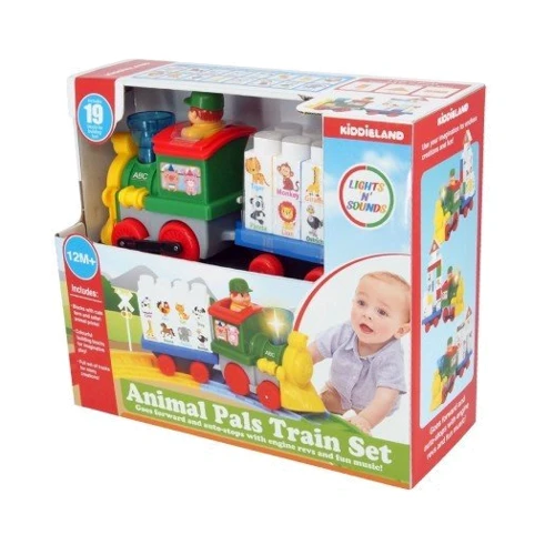 Игровой набор Kiddieland с конструктором и железной дорогой - Паровозик с животными