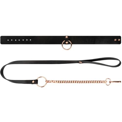 Ошейник с поводком Rosy Gold Collar with Leash Black