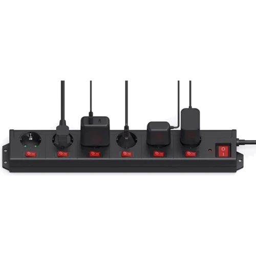 Сетевой фильтр Hama 6xТип F 3x1.5мм кв 16A SW 1.4 м черный (00223160): Количество розеток, шт 6