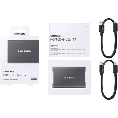 Samsung T7 500 GB Gray (MU-PC500T/WW): Тип накопичувача портативний