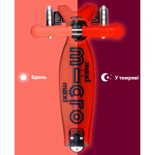 Самокат Micro серии Maxi Deluxe Glow LED Красная Аура (MMD368): Материал колес полиуретан