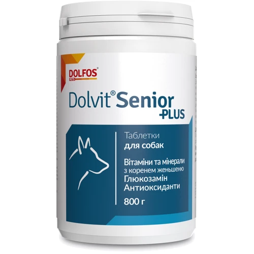 Витаминно-минеральный комплекс Dolfos Dolvit Senior Plus для собак ведро табл. 800 г (5897-800)