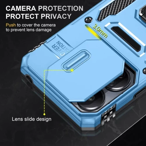 Чохол для телефона Mobile Case Camshield Army Ring Light Blue для Xiaomi Redmi 13C / Poco C65: Колір голубой