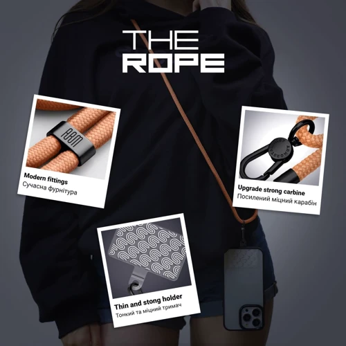 Ремешок для смартфона ArmorStandart Rope Black Peach with Clear holder (ARM76097) фото 3