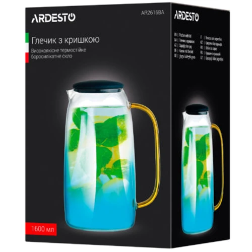 Кувшин Ardesto Blue Atlantic с кришкой 1600 мл (AR2616BA): Объем графина, мл 1600