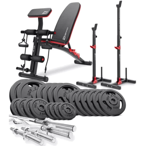 Скамья для жима и пресса Hop-Sport STRONG 146 кг HS-1035 со стойками 1005L (UT-10000684)