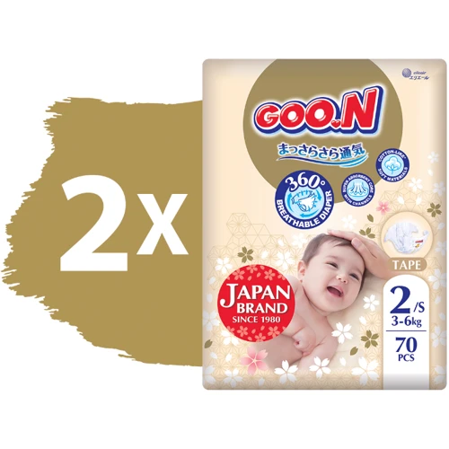 Подгузники Goo.N Premium Soft для детей 3-6 кг размер 2(S) на липучках унисекс 140 шт. (F1010101-153-2) фото 8