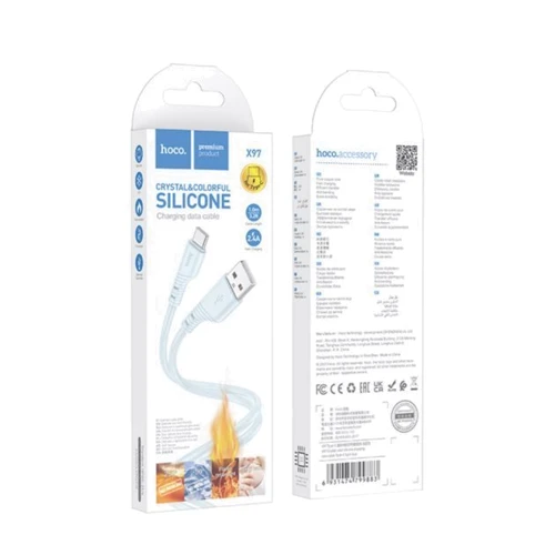 Кабель Hoco USB Cable to USB-C X97 Crystal 2.4A 20W 1m Light Blue фото 4