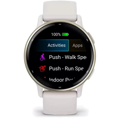 Смарт-часы Garmin Vivoactive 5 Cream Gold Aluminium Bezel with Ivory Case and Silicone Band (010-02862-11): Особенности Бесконтактная оплата, Компас, С большой автономностью, Водонепроницаемые, Металлический корпус