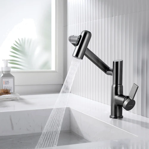 Смеситель для раковины Lefton Single-Hole Rotatable Faucet with Temperature Display-BF2204 Grey