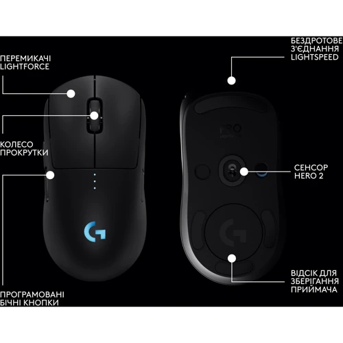 Мышь Logitech PRO 2 Lightspeed Black (910-007295) фото 9