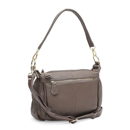 Женская сумка через плечо Borsa Leather серая (K1bb301gr-grey)